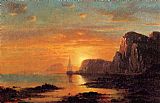 William Bradford Seascape, Cliffs at Sunset painting